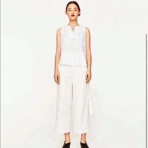 Zara white 100% cotton blouse